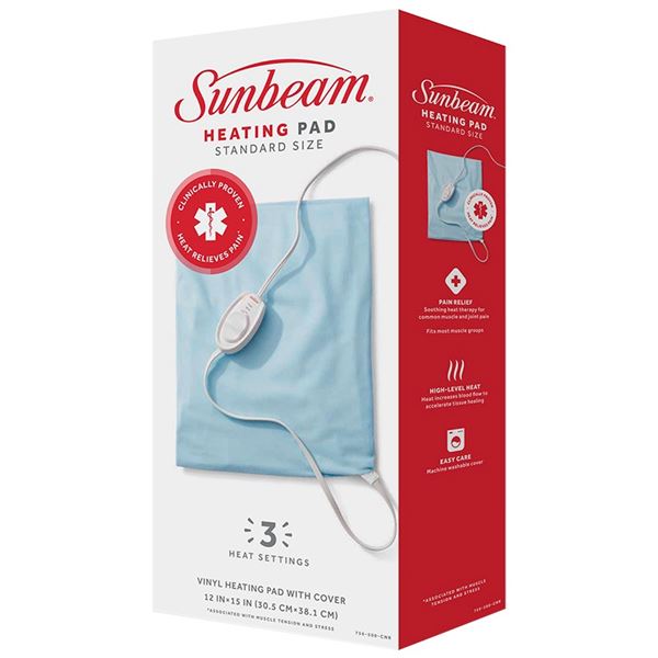 NEW SUNBEAM HEATING PAD 1`2" X 15"