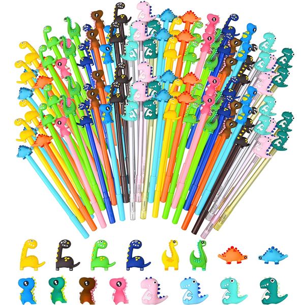 NEW 100 PIECES CUTE FUN CARTOON GEL INK DINOSAUR