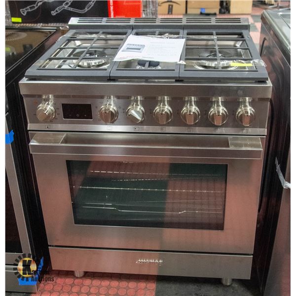 S&D SMEG 30" STAINLESS STEEL DUAL FUEL GAS STOVE
