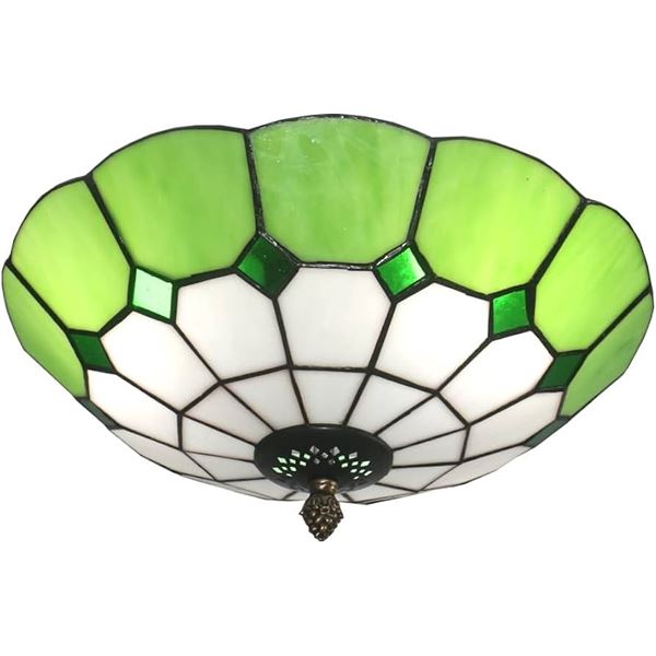 SKYWEEL 12 INCH VINTAGE TIFFANY GLASS FLUSH LAMP