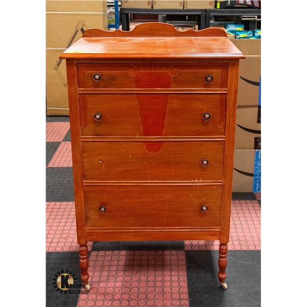 4 DRAWER DRESSER MISSING 1 KNOB H-46" W-17" L-28"