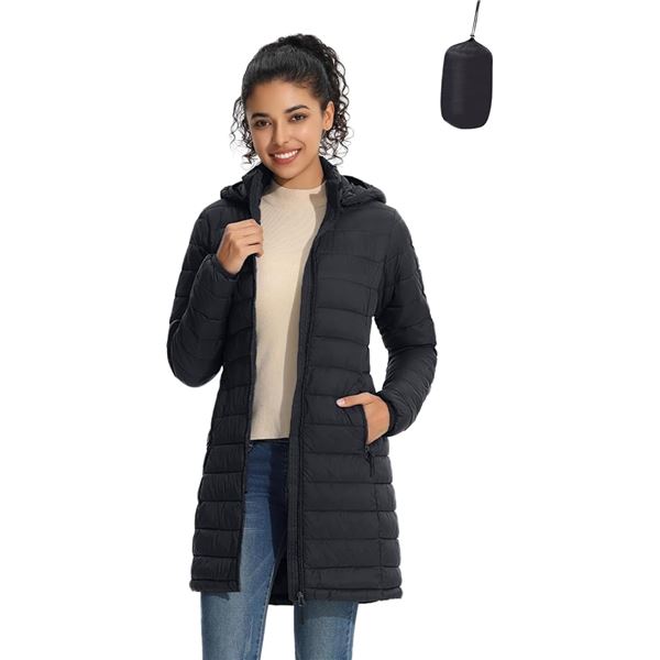 NEW AMAZON ESSENTIALS WOMEN PUFFER COAT - BLACK S