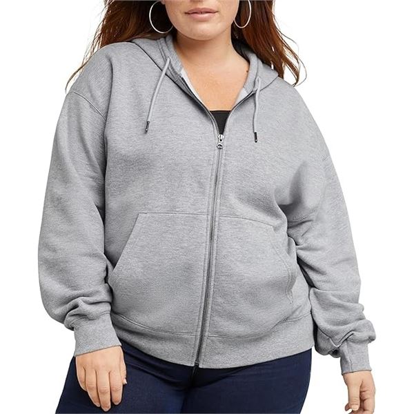 NEW HANES WOMENS ORIGINALS PLUS SIZE ZIP UP HOODIE