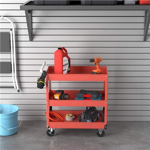 NEW AMAZON BASICS 3-SHELF STEEL UTILITY CART