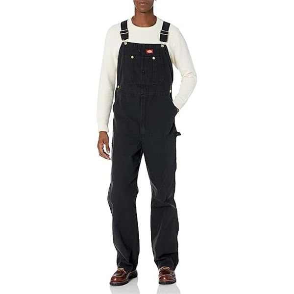 NEW DICKIES DENIM BIB OVERALLS BLACK SIZE XL