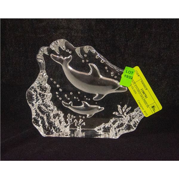 ESTATE ETCHED DOLPHIN IN WAVES GLASS/CRYSTAL