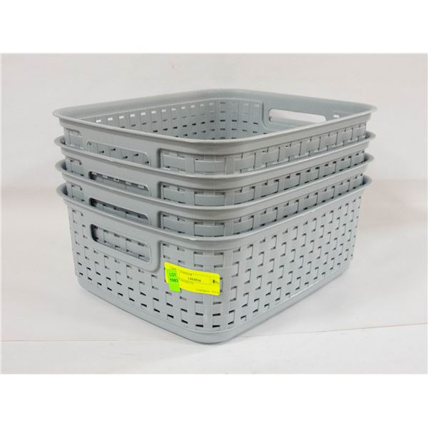 4 SMALL STERILITE GREY BASKETS