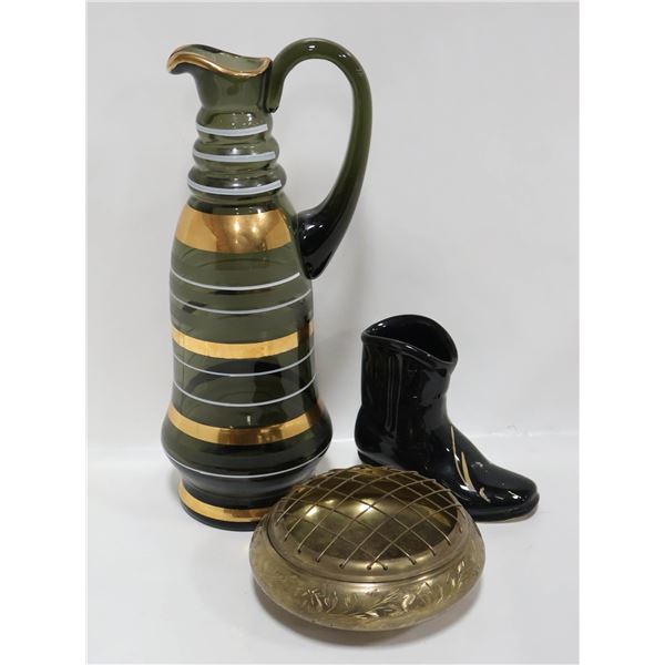SOLID BRASS TRINKET DISH WITH LID +
