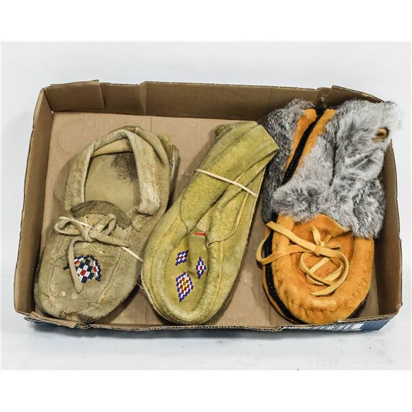 3 PAIRS VINTAGE MOCCASINS