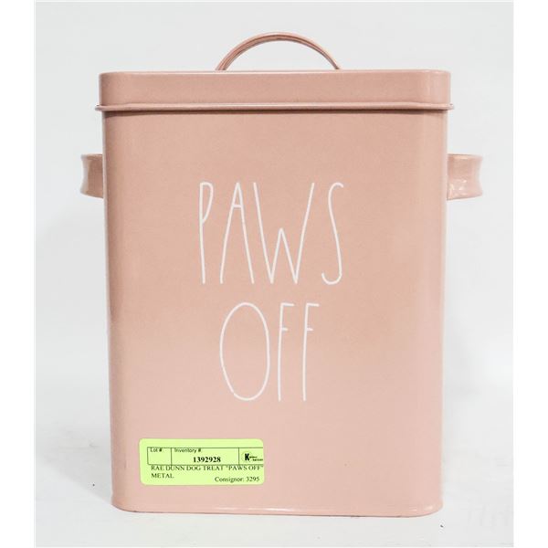 RAE DUNN DOG TREAT "PAWS OFF" METAL