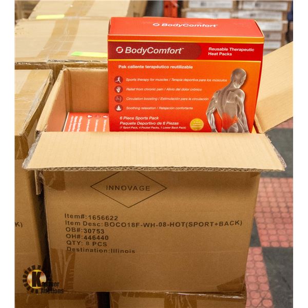 NEW CASE W/8 BOXES OF BODY COMFORT REUSABLE HEAT
