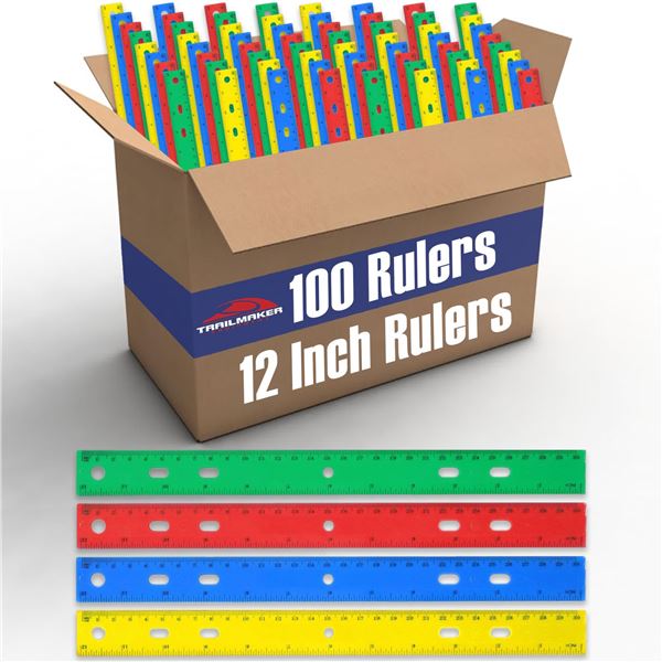 NEW REPACKED 100 BUNDLE TM 12 INCH RULER VARIETY