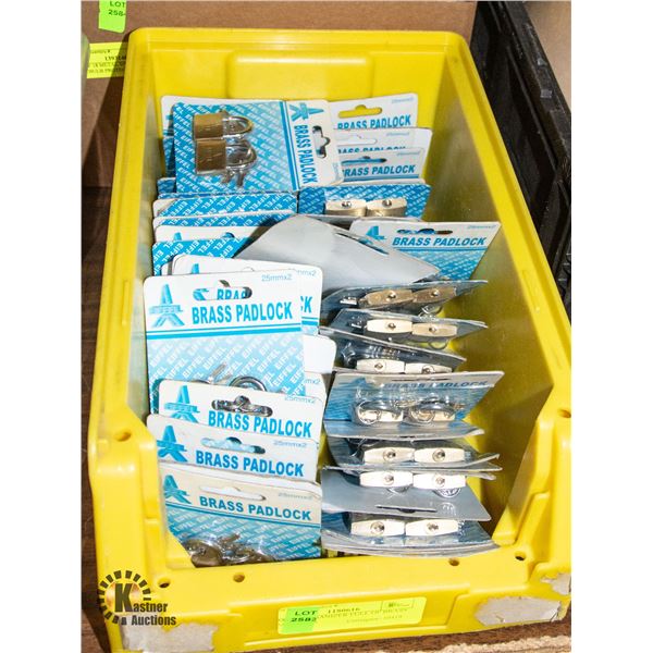 PARTS ORGANIZER FULL OF BRASS PADLOCKS