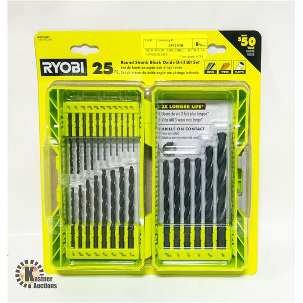 NEW RYOBI 25PC DRILL BIT SET 3X LONGER LIFE