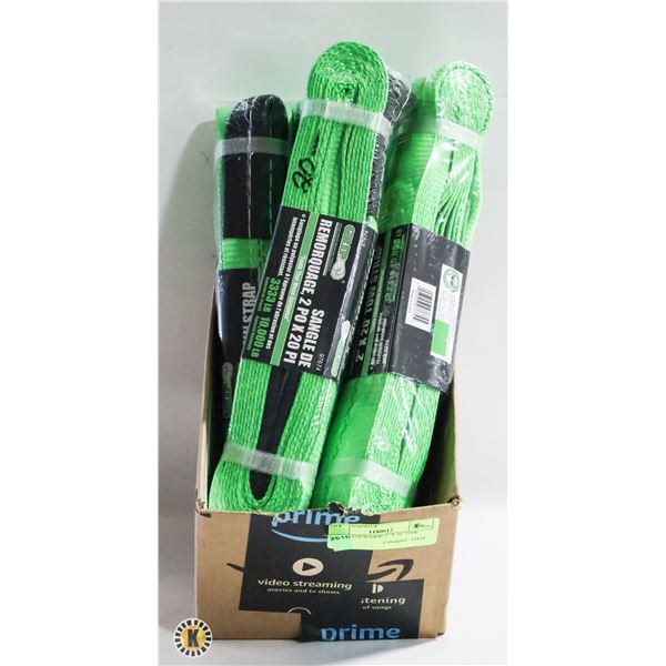 LOT OF FOUR GRIP 2" X 20' TOW STRAPS