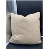 Image 1 : 18 x 18 Inch Beige Decorative Pillow with Herringbone Pattern and Zipper Closure