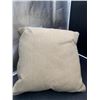 Image 1 : 18 x 18 Inch Beige Decorative Pillow with Herringbone Pattern and Zipper Closure