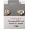 Image 3 : 10K Yellow Gold Created Emerald 2In1(0.34ct) Earrings, Made in Canada, Suggested Retail Value $80