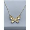 Image 1 : 14K GP Butterfly Pendant Necklace with Round and Baguette Stones