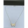 Image 2 : 14K GP Butterfly Pendant Necklace with Round and Baguette Stones