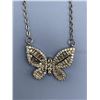 Image 3 : 14K GP Butterfly Pendant Necklace with Round and Baguette Stones