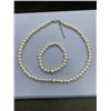 Image 1 : Freshwater Pearl Necklace and Bracelet Set with Rhinestone Accents