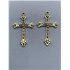 Image 3 : Pair of Metal Cross Pendants with Ornamental Details
