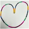Image 1 : Silver Emerald Ruby Sapphire Beads 16" 37Ct Necklace (~Size 0), Made in Canada, Appraised Retail $75