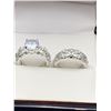 Image 1 : Matching Bridal Wedding Rings with Intricate Silver Design and Gemstone Accent 1.0 Carat Solitaire S