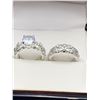Image 2 : Matching Bridal Wedding Rings with Intricate Silver Design and Gemstone Accent 1.0 Carat Solitaire S