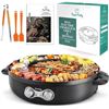 Image 1 : Food Party DUO Electric Smokeless Grill and Hot Pot, With Separable Cooking Plate, Deluxe Combo