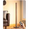 Image 1 : EDISHINE Wood LED Corner Floor Lamp with Remote, Modern Dimmable