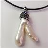 Image 1 : Silver Free Form Fresh Water Pearl W/ Cord Pendant (~Size 0) (~length 0inches) (~weight 1.6g), Sugge