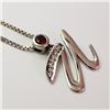 Image 2 : Silver Cubic Zirconia Garnet Necklace (~Size 0) (~length 17inches) (~weight 3.18g), Suggested Retail