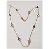 Image 1 : Silver Genuine Multi Gemstone Gold Plated 18"(10ct) Necklace (~weight 4.76g), Appraised Retail $690