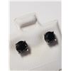Image 2 : 14K White Gold Black Diamond(0.92ct) Earrings (~weight 0.69g), Made in Canada, Appraised Retail $100