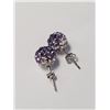 Image 3 : Silver Purple Pink Crystal Earrings, Suggested Retail Value $30