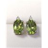 Image 1 : Silver Peridot And Diamond Earrings, Suggested Retail Value $300