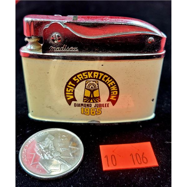 VTG Madison "Visit Saskatchewan" Diamond Jubilee Advertising Lighter