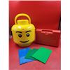 Image 1 : Lego Head Storage, Red Storage Container & Baseplates
