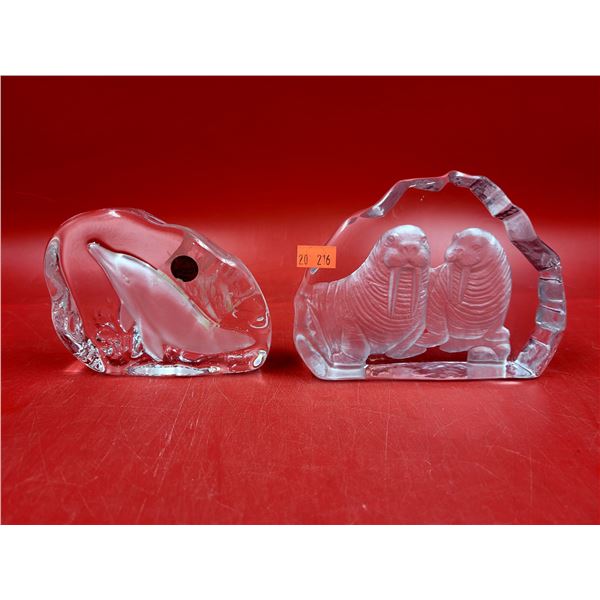 Etched Crystal Animal Sculptures