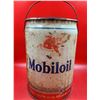 Image 2 : VTG Mobiloil 5 Gallon Oil Can w/ Embossed Bottom