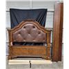 Image 1 : Heavy Solid Wood Ornate Wood & Leather Bed Frame