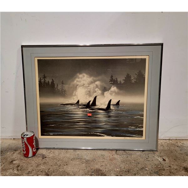 Framed, Signed, & Numbered Orca Print by J. Collins