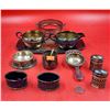 Image 1 : VTG Silver-Plated Serving Ware & 2 Small Cobalt Blue Dishes