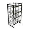 Image 1 : NEW MOBILE MERCHANDISER 4 SHELF FOLD UP RACK WITH TOP SIGN, BLACK, MODEL B2346F-B, RETAIL $450