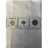 Image 1 : 3 1913 CANADIAN LOW MINTAGE COINS SILVER 10 CENT AND 5 CENT (.925) 1 CENT GEORGE VI
