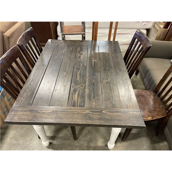 WOOD DINING TABLE WITH 4 CHAIRS