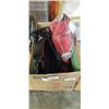 Image 1 : TOOL BAG WITH ASSORTED BIKE REPAIR TOOLS, BIKE RACK AND FENDER, AND BOXING GLOVES