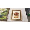 Image 3 : OIL ON WOOD PAINTING AND FRAMED NEEDLE POINT